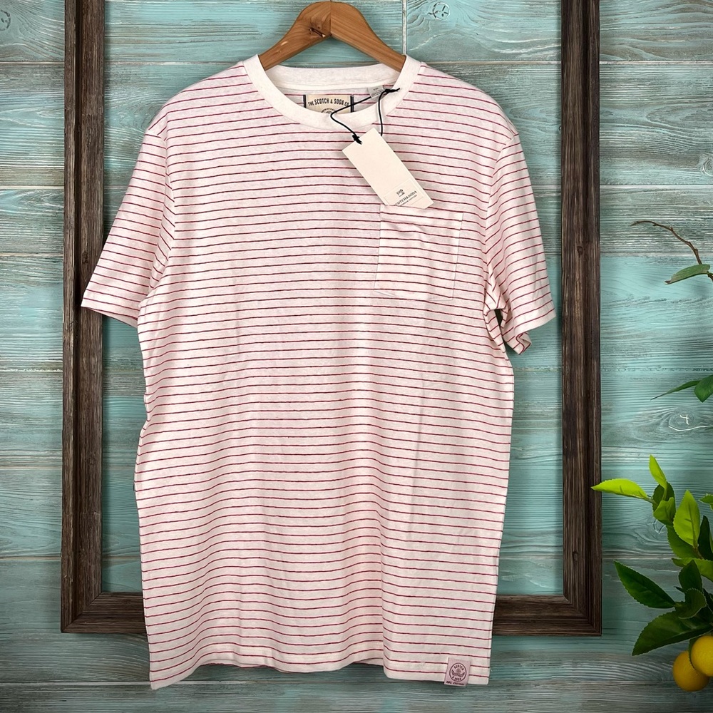 Scotch & Soda Striped “Cotton Linen Tee” 106231 - Picture 13 of 15